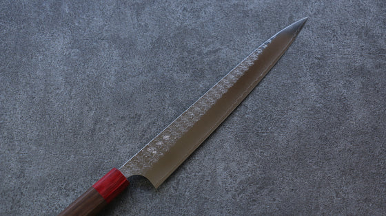 Yoshimi Kato Minamo R2/SG2 Hammered Sujihiki  270mm Shitan (ferrule: Red Pakka wood) Handle - Japanny - Best Japanese Knife