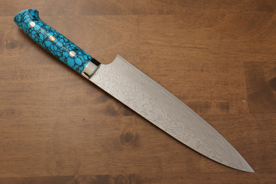 Takeshi Saji R2/SG2 Diamond Finish Gyuto 210mm Blue Turquoise Handle - Japanny - Best Japanese Knife