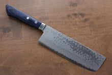  Kunihira Sairyu VG10 Damascus Nakiri Japanese Knife 165mm Blue Pakka wood Handle - Japanny - Best Japanese Knife