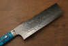 Takeshi Saji R2/SG2 Diamond Finish Nakiri  170mm Blue Turquoise Handle - Japanny - Best Japanese Knife