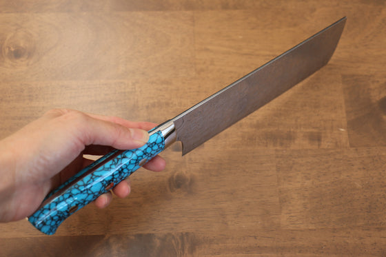 Takeshi Saji R2/SG2 Diamond Finish Nakiri  170mm Blue Turquoise Handle - Japanny - Best Japanese Knife