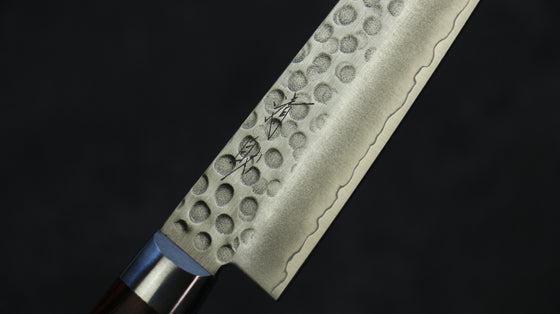 Seisuke Swedish Steel-stn Hammered Petty-Utility Japanese Knife 150mm Mahogany Handle - Japanny - Best Japanese Knife