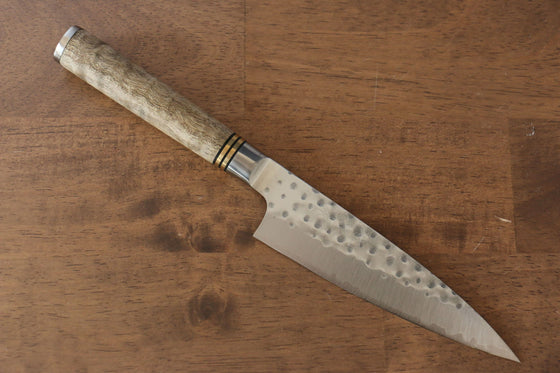 Takeshi Saji R2/SG2 Hammered(Maru) Petty-Utility Japanese Knife 130mm Chinese Quince Handle - Japanny - Best Japanese Knife