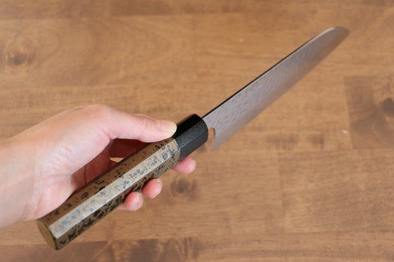 Makoto Kurosaki SPG2 Hammered (Maru) Santoku  165mm Gold x Copper Washi Wood Handle Handle - Japanny - Best Japanese Knife