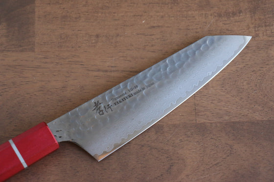 Sakai Takayuki VG10 33 Layer Damascus Kengata Santoku 160mm Live oak Lacquered (Kouseki) Handle - Japanny - Best Japanese Knife