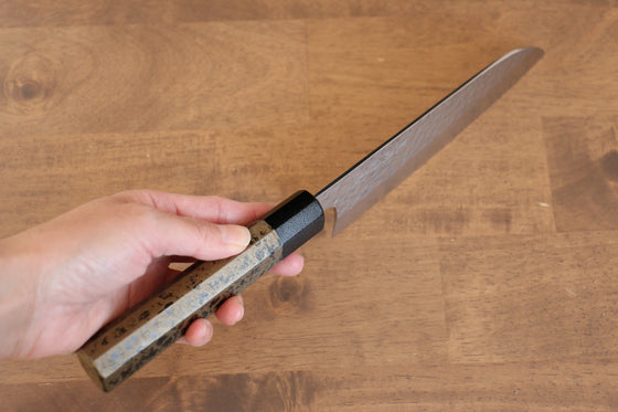 Makoto Kurosaki SPG2 Hammered (Maru) Santoku  165mm Gold x Copper Washi Wood Handle Handle - Japanny - Best Japanese Knife