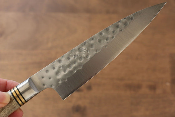 Takeshi Saji R2/SG2 Hammered(Maru) Petty-Utility Japanese Knife 130mm Chinese Quince Handle - Japanny - Best Japanese Knife