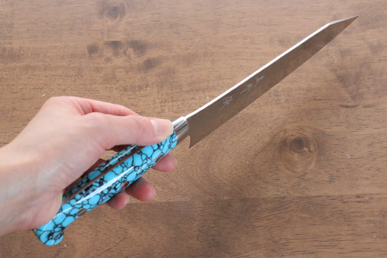 Yu Kurosaki Senko R2/SG2 Hammered Santoku  170mm Turquoise Handle - Japanny - Best Japanese Knife