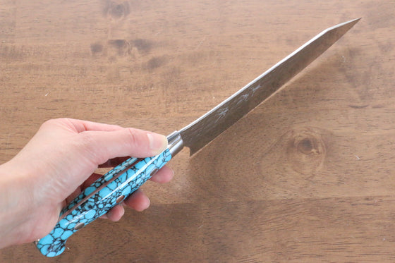 Yu Kurosaki Senko R2/SG2 Hammered Santoku  170mm Turquoise Handle - Japanny - Best Japanese Knife