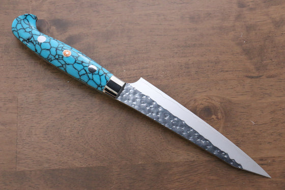 Yu Kurosaki Senko R2/SG2 Hammered Petty-Utility  130mm Turquoise Handle - Japanny - Best Japanese Knife