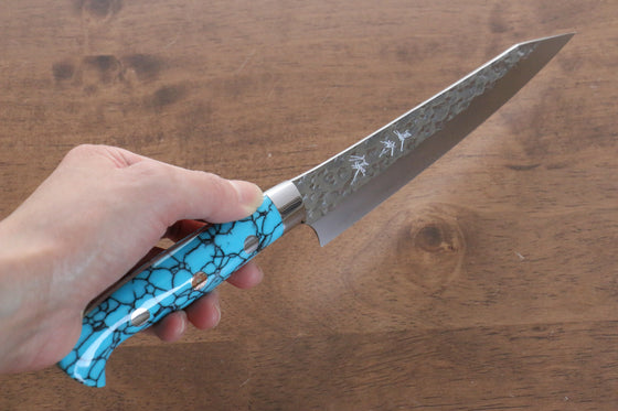 Yu Kurosaki Senko R2/SG2 Hammered Petty-Utility  130mm Turquoise Handle - Japanny - Best Japanese Knife