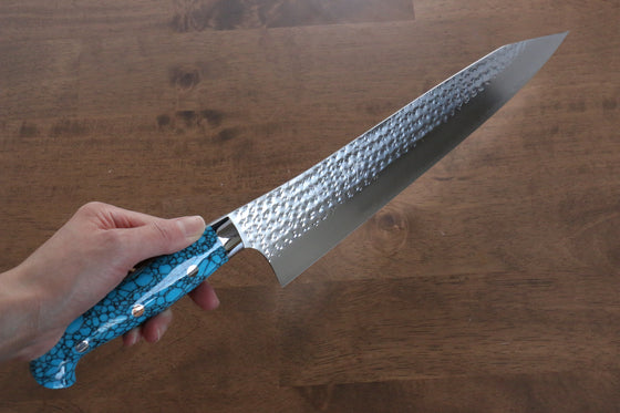 Yu Kurosaki Senko R2/SG2 Hammered Gyuto  270mm Turquoise Handle - Japanny - Best Japanese Knife