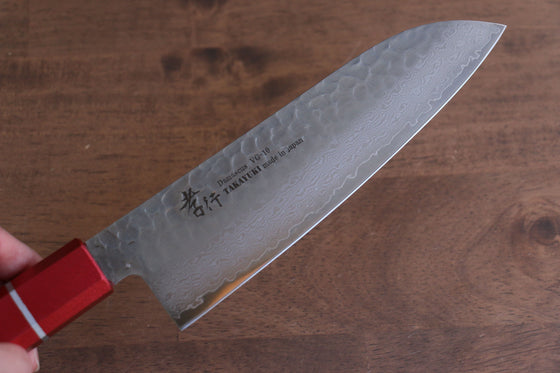 Sakai Takayuki VG10 33 Layer Damascus Santoku  170mm Live oak Lacquered (Kouseki) Handle - Japanny - Best Japanese Knife