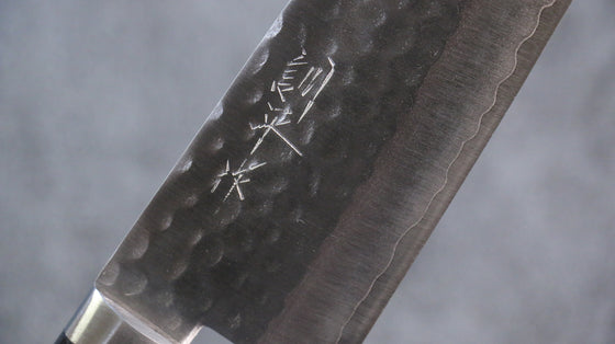 Kunihira VG1 Hammered Santoku 170mm Navy blue Pakka wood Handle - Japanny - Best Japanese Knife