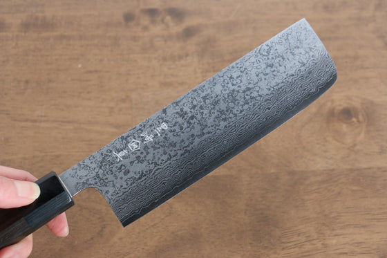 Makoto Kurosaki VG10 Damascus Nakiri 170mm Ebony Wood Handle - Japanny - Best Japanese Knife