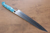 Yu Kurosaki Senko R2/SG2 Hammered Sujihiki  270mm Turquoise Handle - Japanny - Best Japanese Knife