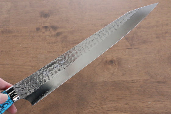 Yu Kurosaki Senko R2/SG2 Hammered Sujihiki  270mm Turquoise Handle - Japanny - Best Japanese Knife