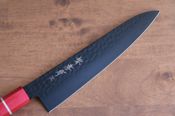 Sakai Takayuki Kurokage VG10 Hammered Teflon Coating Gyuto 210mm Live oak Lacquered (Kouseki) Handle - Japanny - Best Japanese Knife