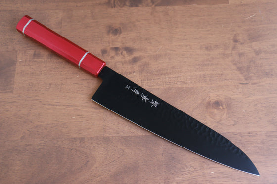 Sakai Takayuki Kurokage VG10 Hammered Teflon Coating Gyuto  240mm Live oak Lacquered (Kouseki) Handle - Japanny - Best Japanese Knife