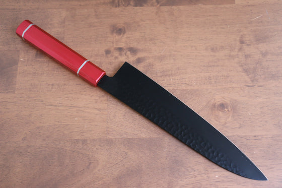 Sakai Takayuki Kurokage VG10 Hammered Teflon Coating Gyuto  240mm Live oak Lacquered (Kouseki) Handle - Japanny - Best Japanese Knife