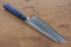 Kunihira VG1 Hammered Santoku 170mm Blue Pakka wood Handle - Japanny - Best Japanese Knife