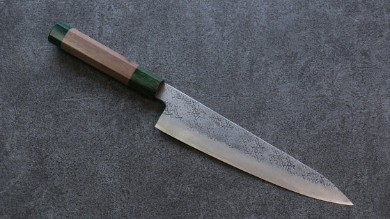Seisuke Blue Super Hammered Gyuto  210mm Walnut(With Double Green Pakka wood) Handle - Japanny - Best Japanese Knife