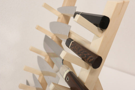 Made-in-Japan Sakai Takayuki Designer Wood Knife Tower Rack for 3 Knives  [Wild Cherry Wood]