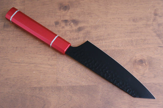 Sakai Takayuki Kurokage VG10 Hammered Teflon Coating Kengata Santoku 160mm Live oak Lacquered (Kouseki) Handle - Japanny - Best Japanese Knife