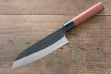  Ogata White Steel No.2 Kurouchi Damascus Santoku 165mm with Jarrah Handle - Japanny - Best Japanese Knife