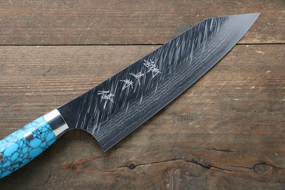 Yu Kurosaki Fujin SPG2 Hammered Damascus Bunka  165mm Turquoise Handle - Japanny - Best Japanese Knife