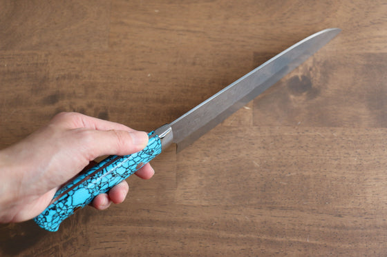 Takeshi Saji SRS13 Hammered Santoku  180mm Blue Turquoise Handle - Japanny - Best Japanese Knife