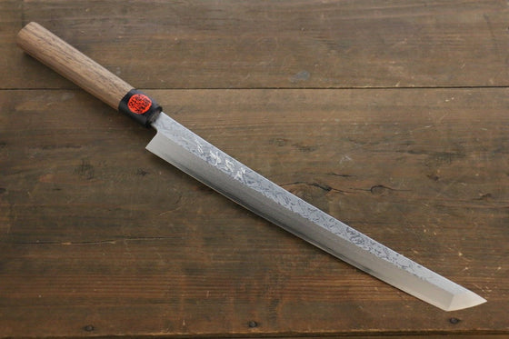 Shigeki Tanaka Blue Steel No.2 Damascus Sakimaru Takohiki 300mm Walnut Handle - Japanny - Best Japanese Knife