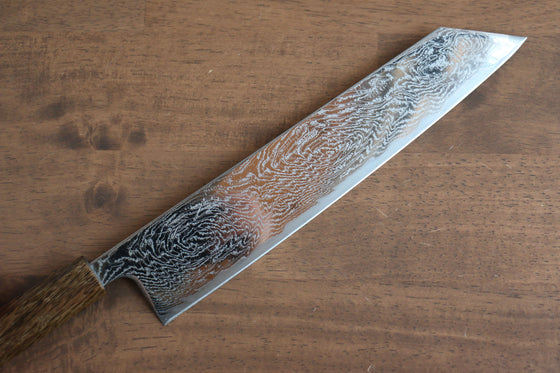 Seisuke Nami AUS10 Mirrored Finish Damascus Kiritsuke 240mm Oak Handle - Japanny - Best Japanese Knife