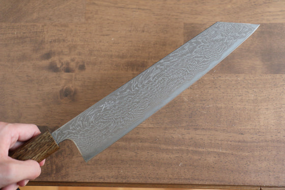Seisuke Nami AUS10 Mirrored Finish Damascus Kiritsuke 240mm Oak Handle - Japanny - Best Japanese Knife