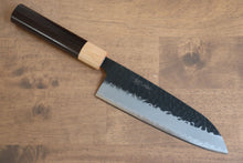  Seisuke Shitan Blue Super Hammered Kurouchi Santoku 170mm Shitan Handle - Japanny - Best Japanese Knife