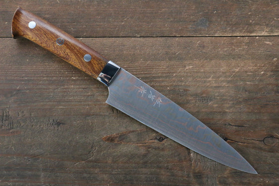 Takeshi Saji Blue Steel No.2 Colored Damascus Petty-Utility  150mm Ironwood Handle - Japanny - Best Japanese Knife