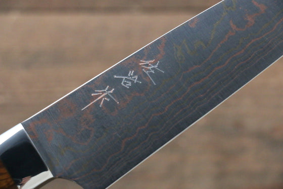 Takeshi Saji Blue Steel No.2 Colored Damascus Petty-Utility Japanese Knife 150mm Ironwood Handle - Japanny - Best Japanese Knife