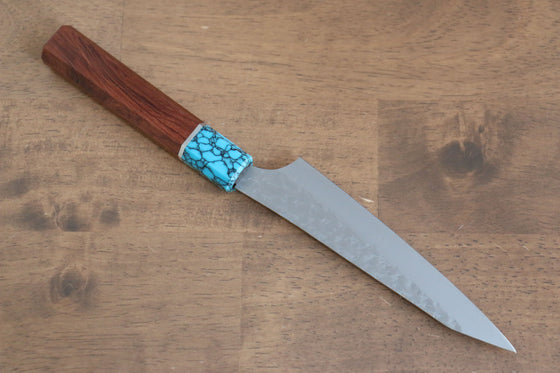 Yu Kurosaki Senko Ei R2/SG2 Hammered Petty-Utility  130mm Shitan(ferrule: Turquoise) Handle - Japanny - Best Japanese Knife