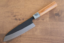  Nao Yamamoto White Steel No.2 Kurouchi Santoku  170mm Cherry Blossoms Handle - Japanny - Best Japanese Knife