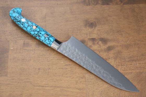 Yu Kurosaki Senko R2/SG2 Hammered Small Santoku 150mm Turquoise Handle - Japanny - Best Japanese Knife