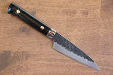  Takeshi Saji Blue Super Kurouchi Hammered Petty-Utility 90mm Black Micarta Handle - Japanny - Best Japanese Knife