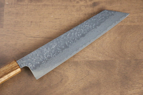 Seisuke Tsukikage AUS10 Migaki Finished Hammered Damascus Kiritsuke  210mm Oak Handle - Japanny - Best Japanese Knife