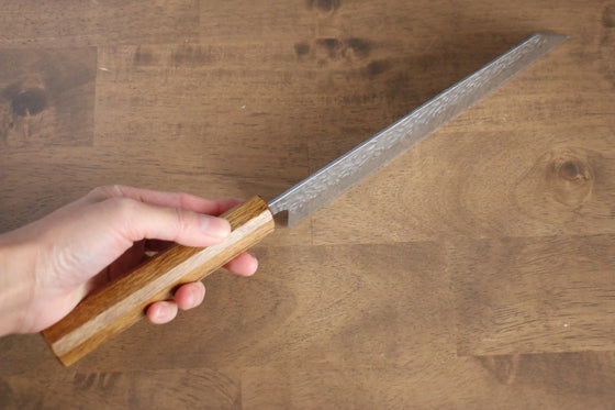 Seisuke Tsukikage AUS10 Migaki Finished Hammered Damascus Kiritsuke  210mm Oak Handle - Japanny - Best Japanese Knife