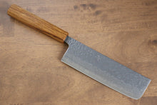  Seisuke Tsukikage AUS10 Migaki Finished Hammered Damascus Nakiri  170mm Oak Handle - Japanny - Best Japanese Knife