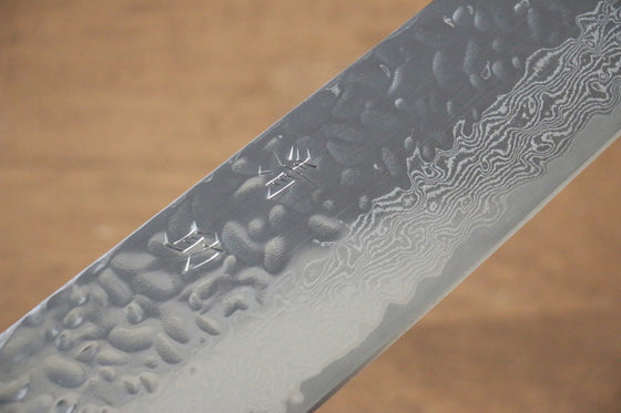 Seisuke Tsukikage AUS10 Migaki Finished Hammered Damascus Gyuto 240mm Oak Handle - Japanny - Best Japanese Knife