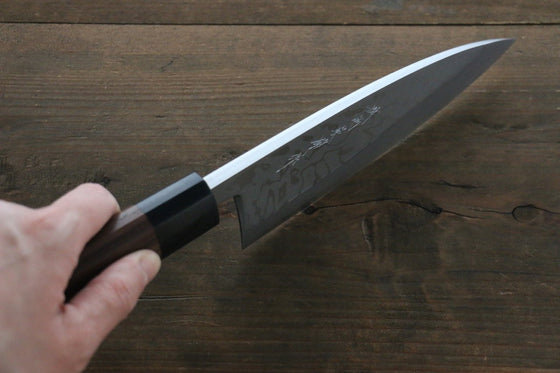 Hideo Kitaoka Blue Steel No.2 Damascus Deba  150mm Shitan Handle - Japanny - Best Japanese Knife