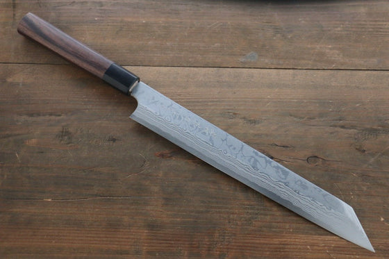 Hideo Kitaoka Blue Steel No.2 Damascus Kiritsuke Yanagiba Japanese Knife 210mm Shitan Handle - Japanny - Best Japanese Knife