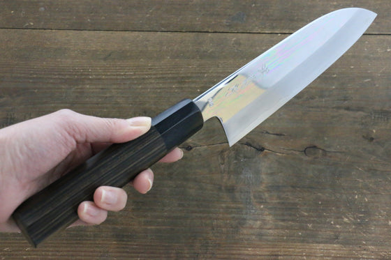 Kikumori VG10 Mirrored Finish Santoku Japanese Chef Knife 180mm with Ebony Handle - Japanny - Best Japanese Knife