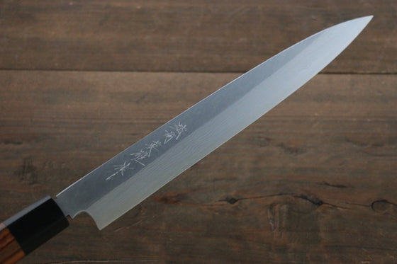 Hideo Kitaoka Blue Steel No.2 Damascus Yanagiba  240mm Shitan Handle - Japanny - Best Japanese Knife