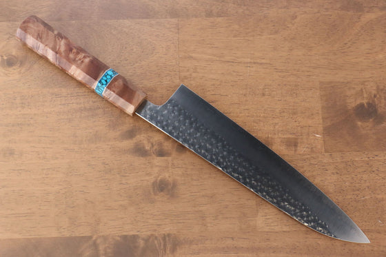 Yu Kurosaki Senko R2/SG2 Hammered Gyuto Japanese Knife 210mm Maple(With turquoise ring Mokume) Handle - Japanny - Best Japanese Knife